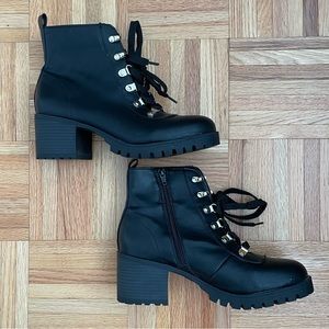 Material Girl Women’s Hillari Combat Booties